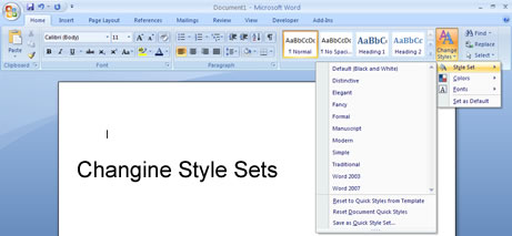 Changing Style Sets Thumbnail