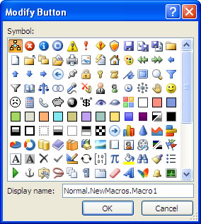 Recod Macros - Modify Button window